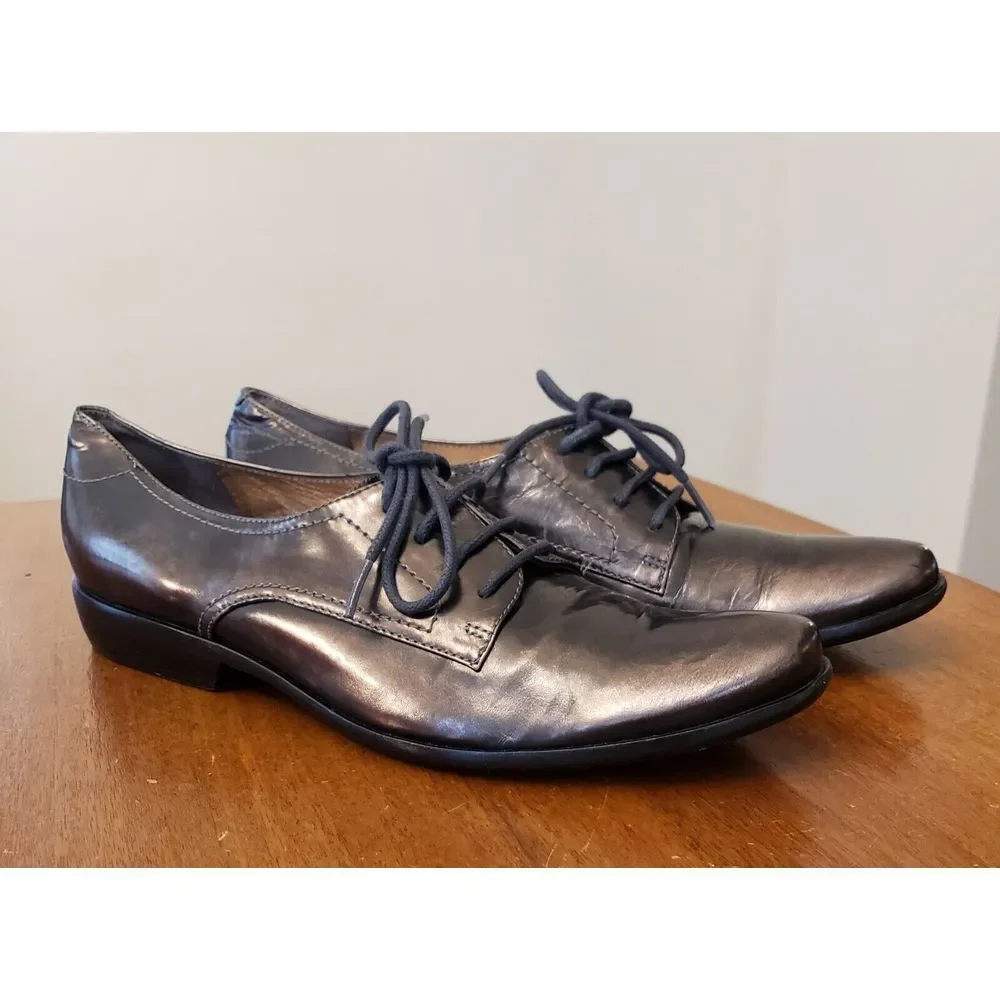 Pour La Victoire Leather Lace Up Oxford Shoes Metallic Copper Bronze 8‎ Derby